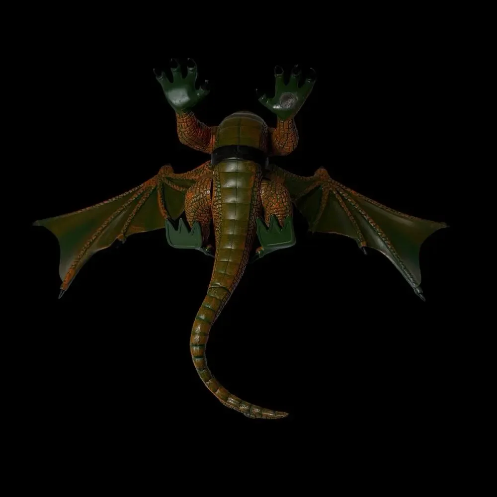 Vtg Mega Bloks Dragon Green Orange Articulated Winged Fantasy Toy Figure